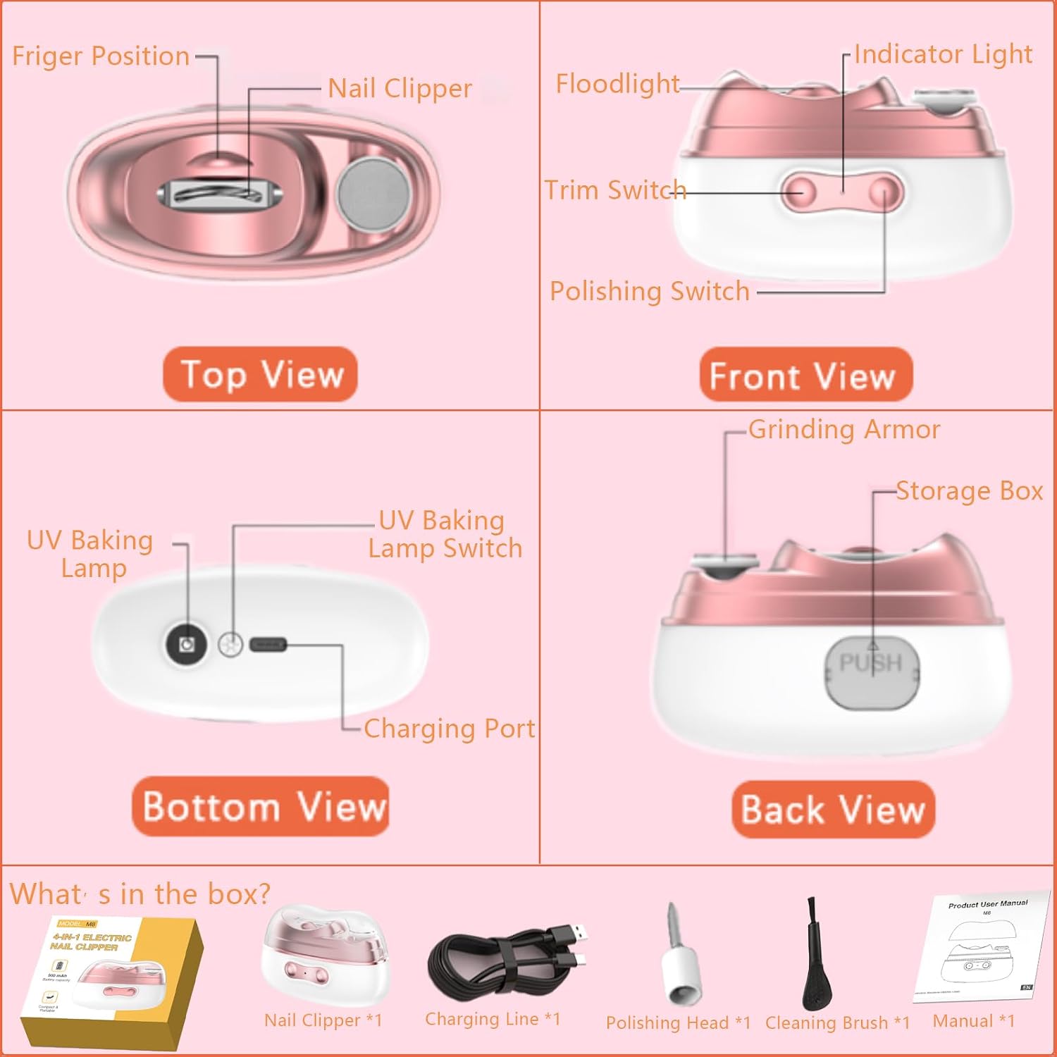 Electric nail clipper features