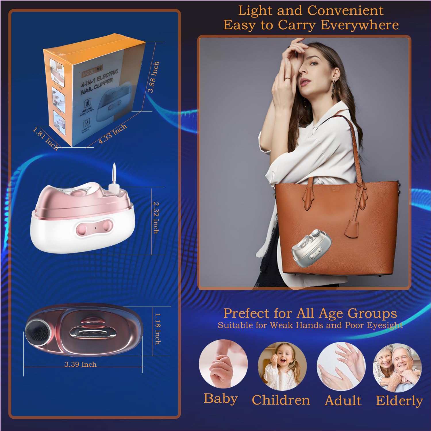 Electric nail clipper tool heads